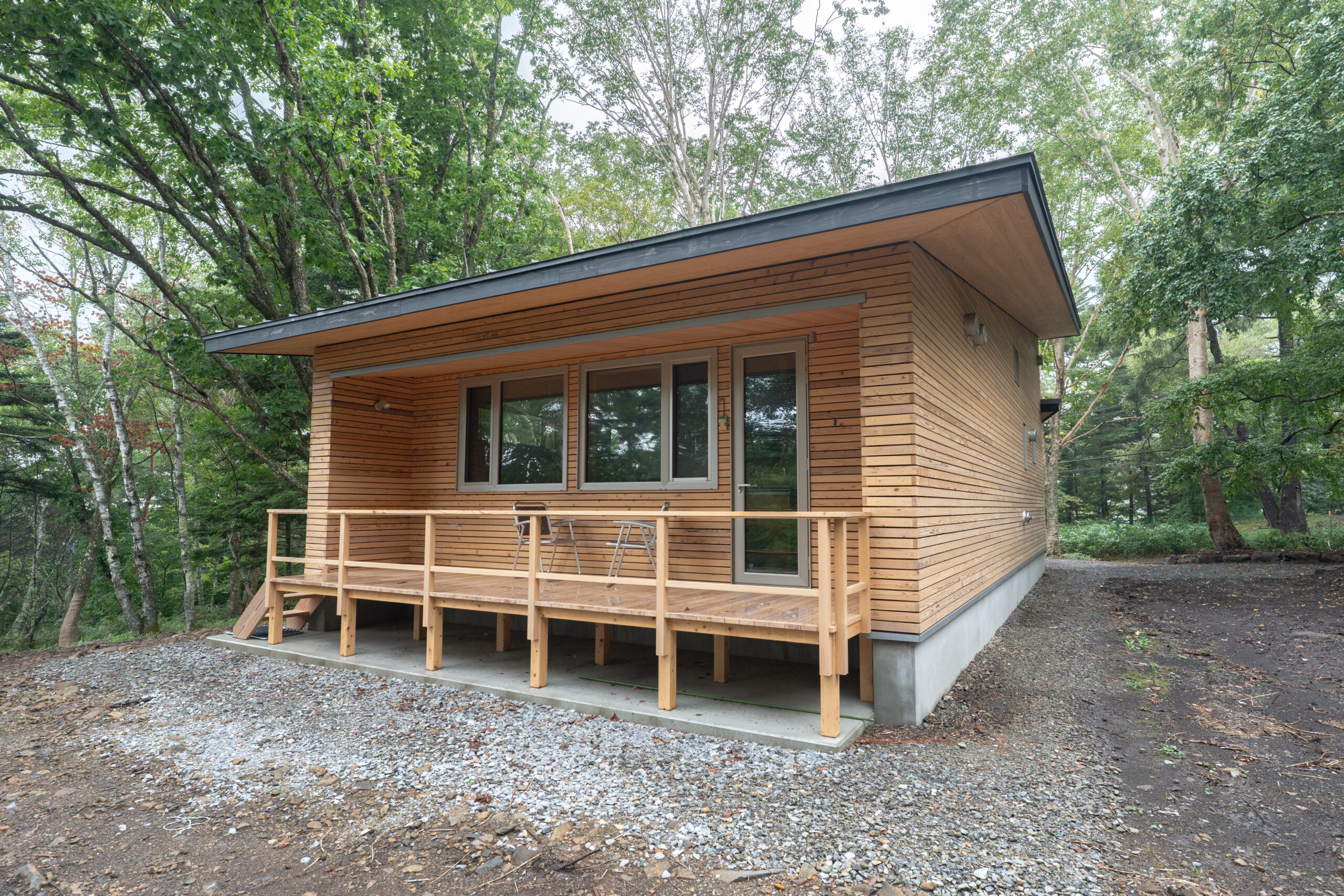 本物の森の中に佇むファサードラタンの家